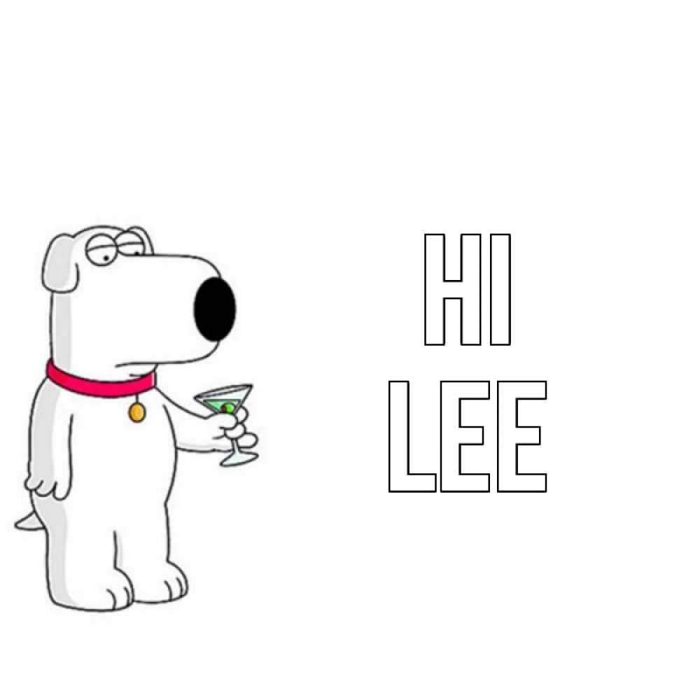 Greetings card с именем, Lee Hi собака и коктейль Greetings with text for free download 