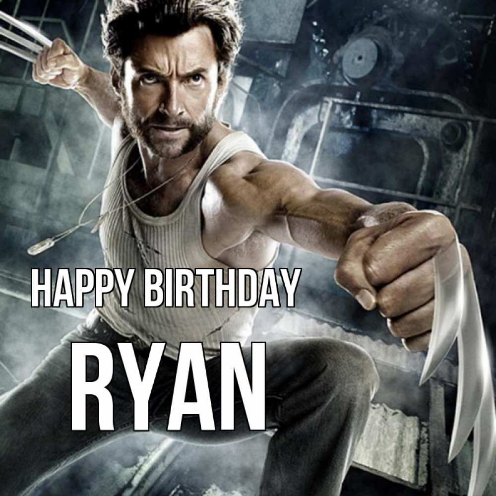 Greetings card с именем, Ryan Happy Birthday супергерой в ярости Greetings with text for free download 