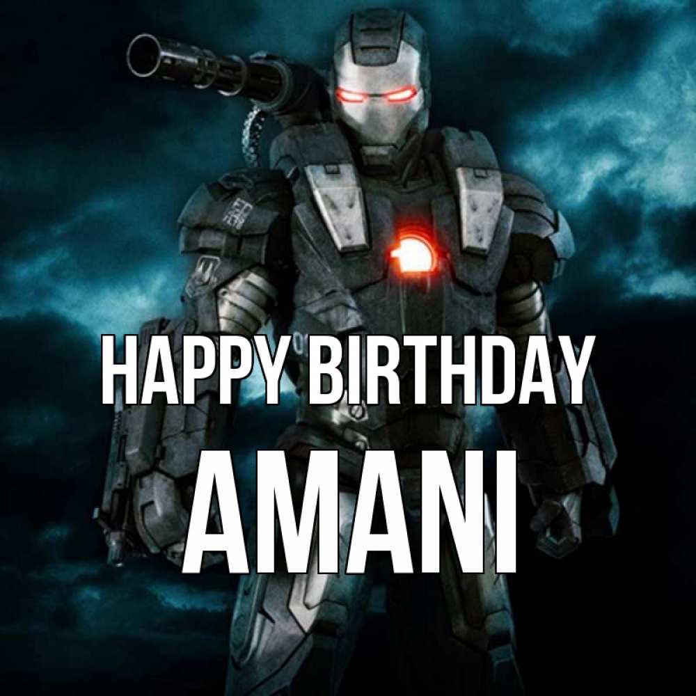 Greetings card с именем, Amani Happy Birthday марвел супергерой в новом костюме Greetings with text for free download 