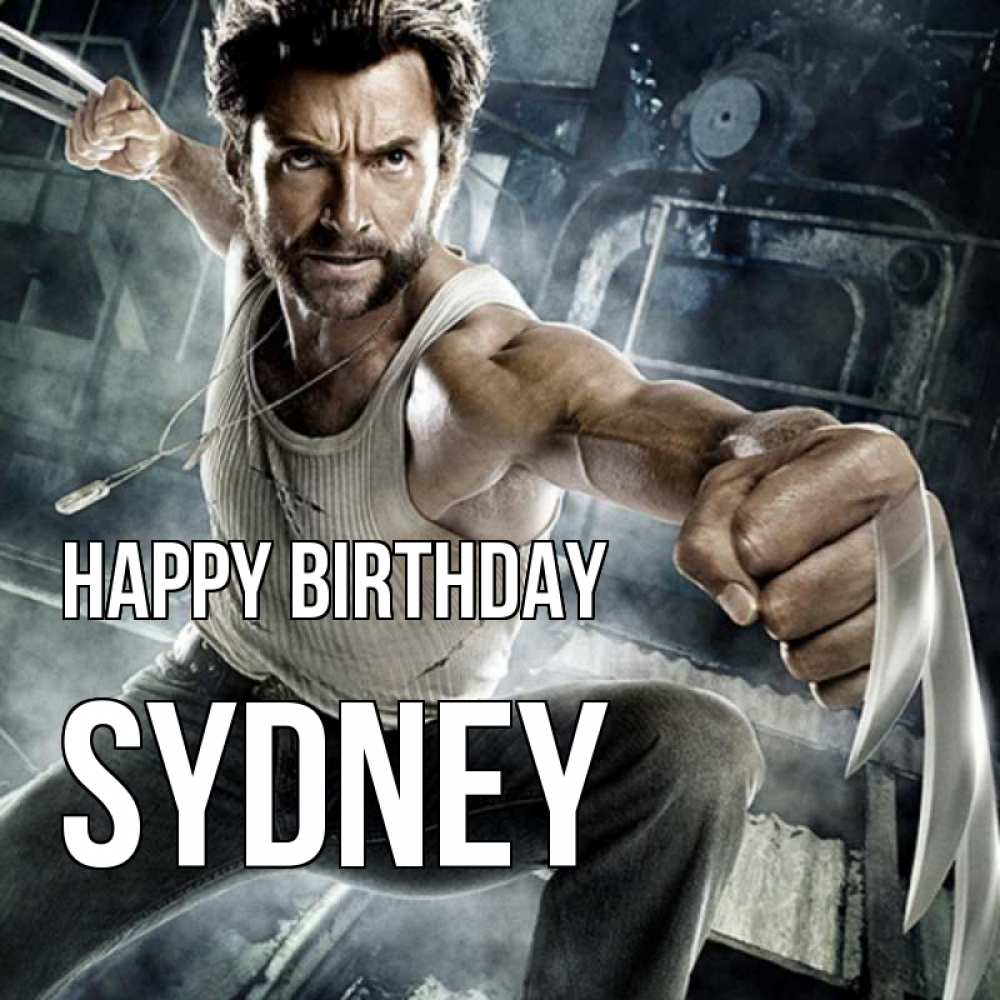 Greetings card с именем, Sydney Happy Birthday супергерой в ярости Greetings with text for free download 