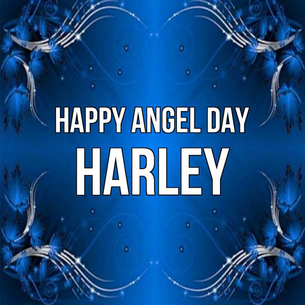 Greetings card с именем, Harley happy angel day красивая рамочка с узорами Greetings with text for free download 