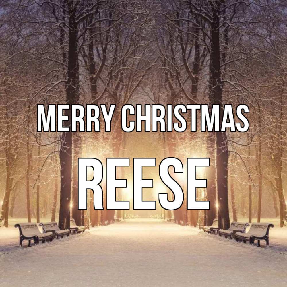 Greetings card с именем, Reese Merry Christmas зима, парк, фонарь, лес Greetings with text for free download 