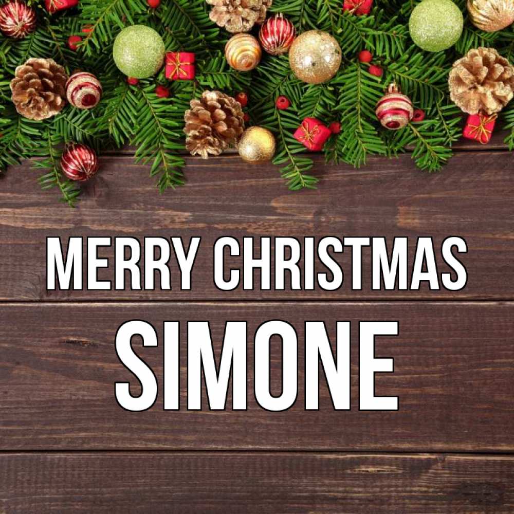 Greetings card с именем, Simone Merry Christmas с рождеством Greetings with text for free download 