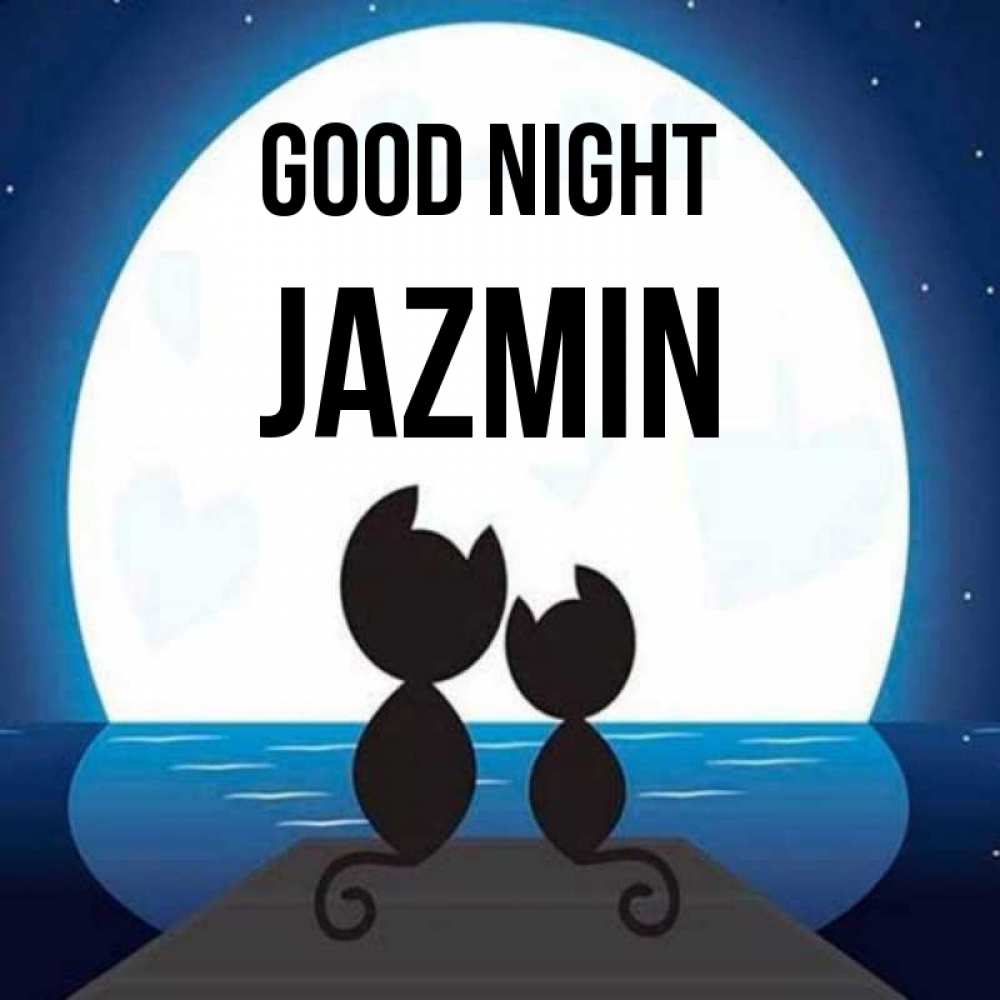 Greetings card с именем, Jazmin Good night луна море мост Greetings with text for free download 