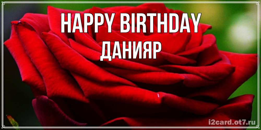 Greetings card с именем, Данияр Happy Birthday розочка очень красивая Greetings with text for free download 