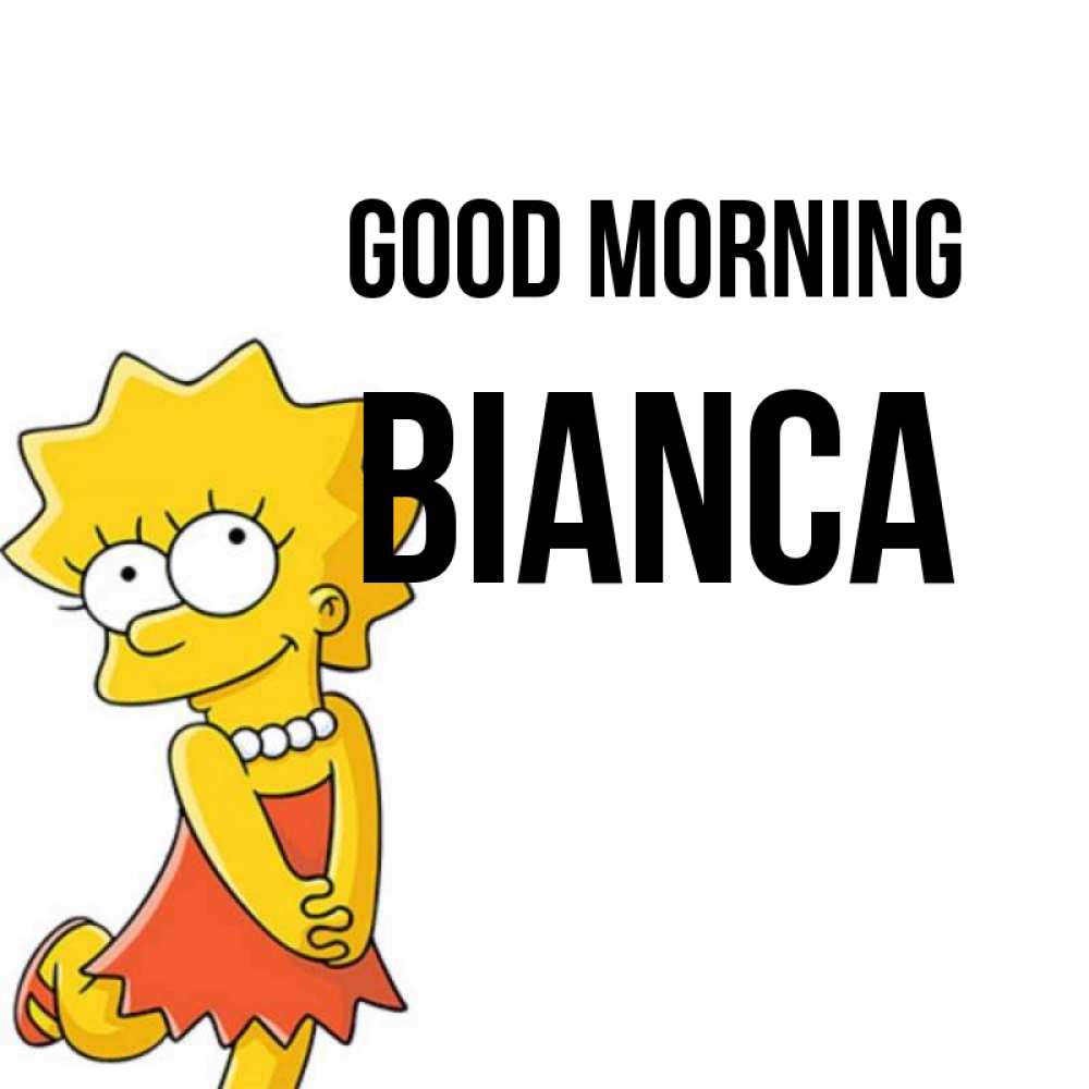 Greetings card с именем, Bianca Good morning в платье и ожерелье Greetings with text for free download 