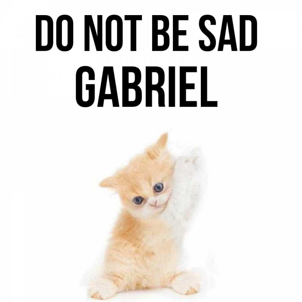 Greetings card с именем, Gabriel Do not be sad просящий кот Greetings with text for free download 