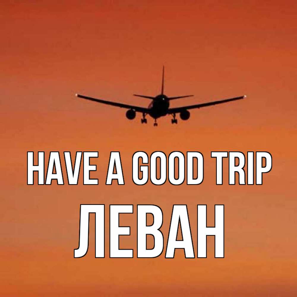 Greetings card с именем, Леван Have a good trip силуэт самолета Greetings with text for free download 