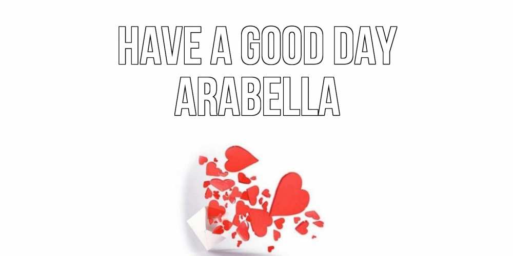 Greetings card с именем, Arabella Have a good day с подписью на каждый день и пожеланием отличного дня Greetings with text for free download 