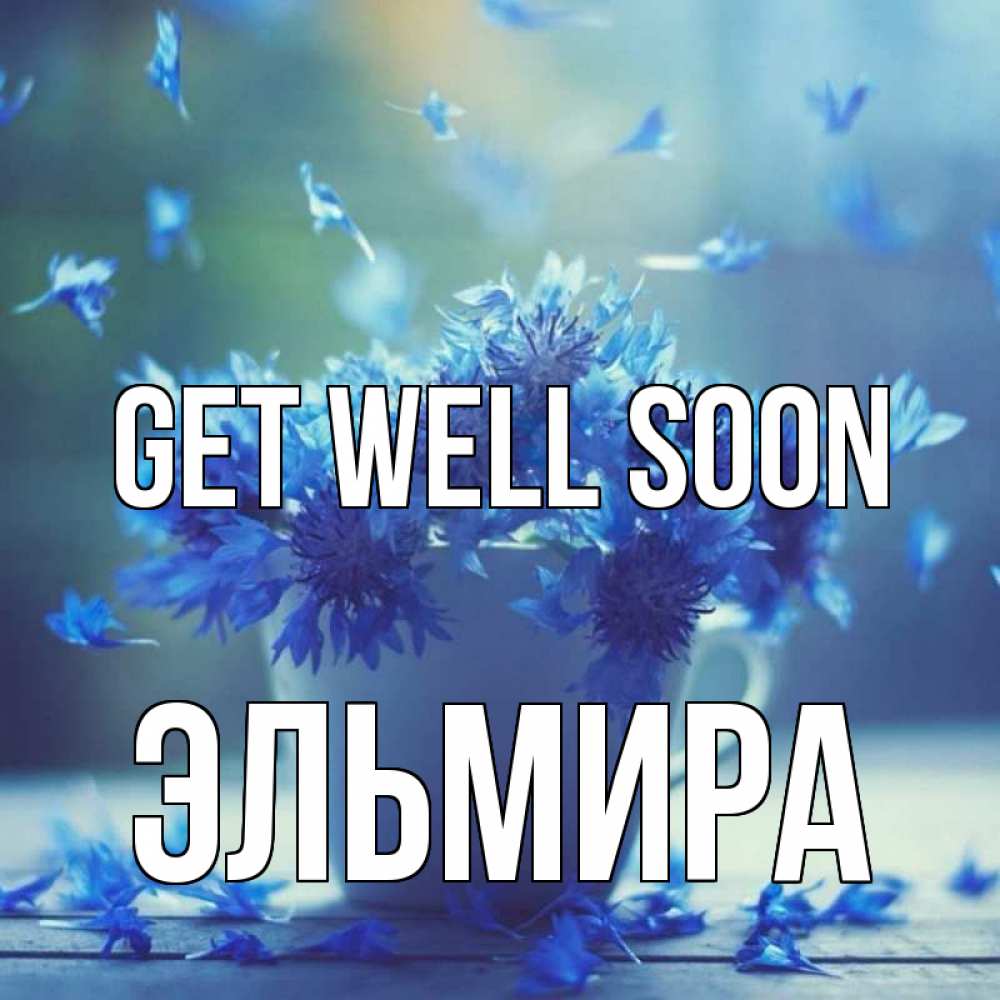 Greetings card с именем, Эльмира Get well soon кружка с зельем и цветами Greetings with text for free download 