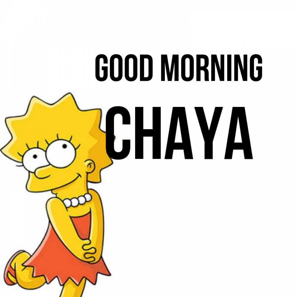 Greetings card с именем, Chaya Good morning в платье и ожерелье Greetings with text for free download 