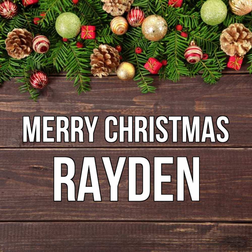 Greetings card с именем, Rayden Merry Christmas с рождеством Greetings with text for free download 