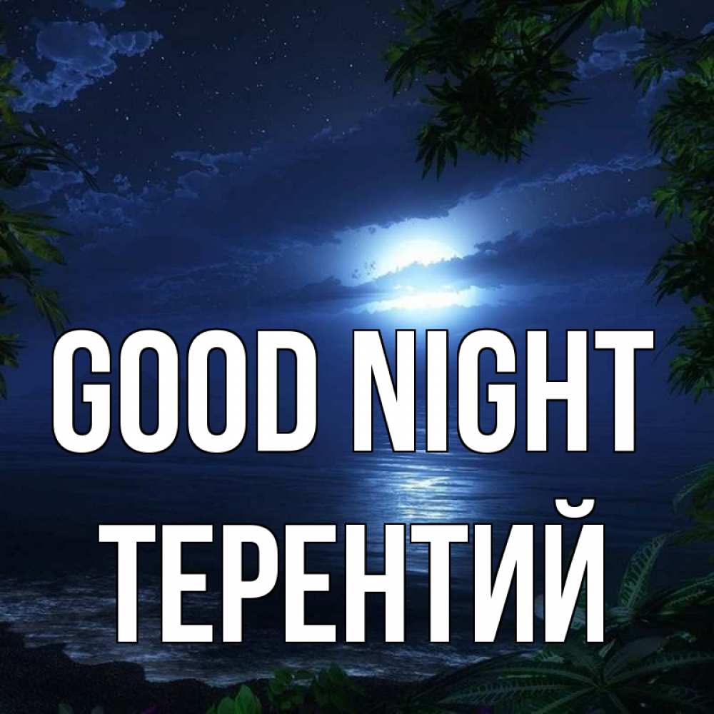 Greetings card с именем, Терентий Good night тропический остров Greetings with text for free download 
