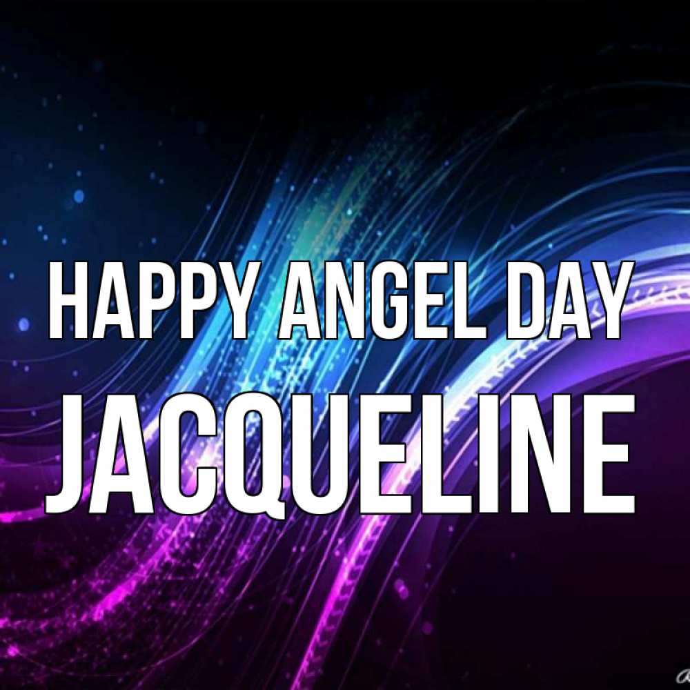Greetings card с именем, Jacqueline happy angel day фиолетовый фон Greetings with text for free download 
