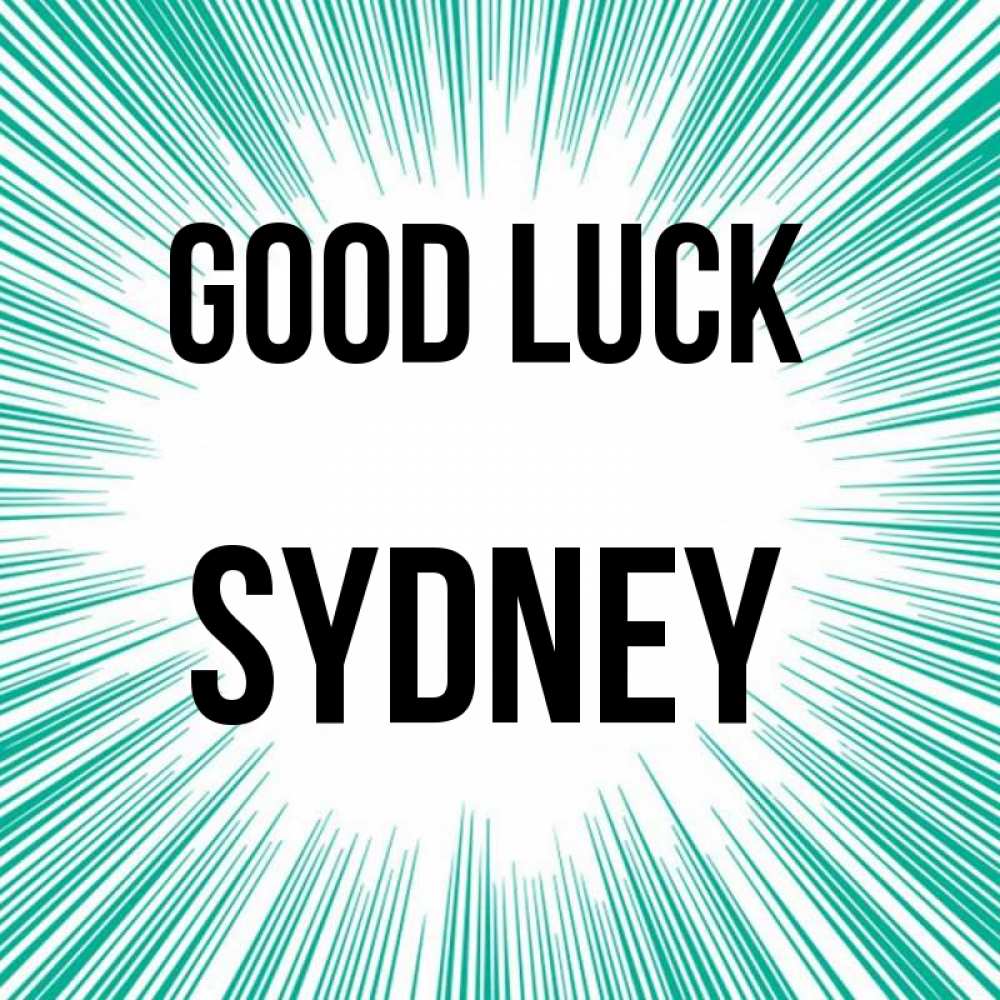 Greetings card с именем, Sydney Good luck на удачу Greetings with text for free download 