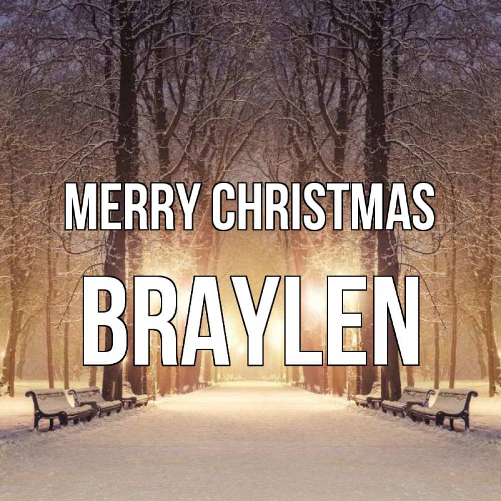 Greetings card с именем, Braylen Merry Christmas зима, парк, фонарь, лес Greetings with text for free download 