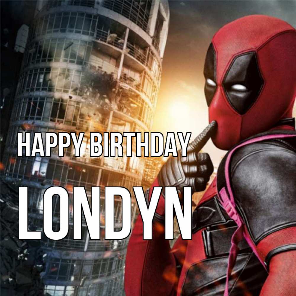 Greetings card с именем, Londyn Happy Birthday с супергероями Greetings with text for free download 