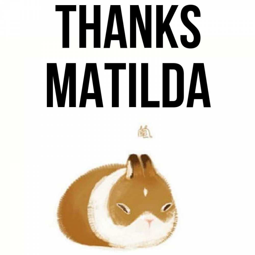 Greetings card с именем, Matilda Thanks коричнево белый домашний питомец Greetings with text for free download 