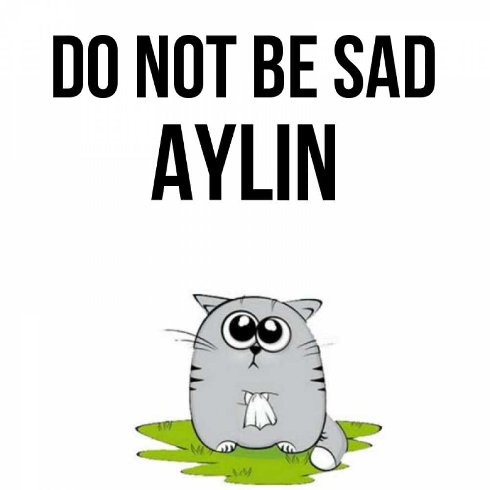 Greetings card с именем, Aylin Do not be sad грустный котяра Greetings with text for free download 