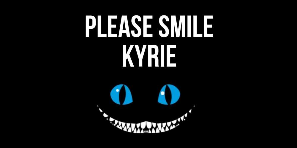 Greetings card с именем, Kyrie Please smile кот улыбается Greetings with text for free download 