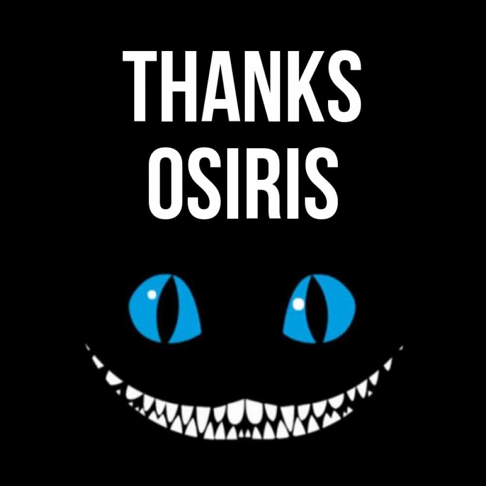 Greetings card с именем, Osiris Thanks благодарю от чеширика Greetings with text for free download 