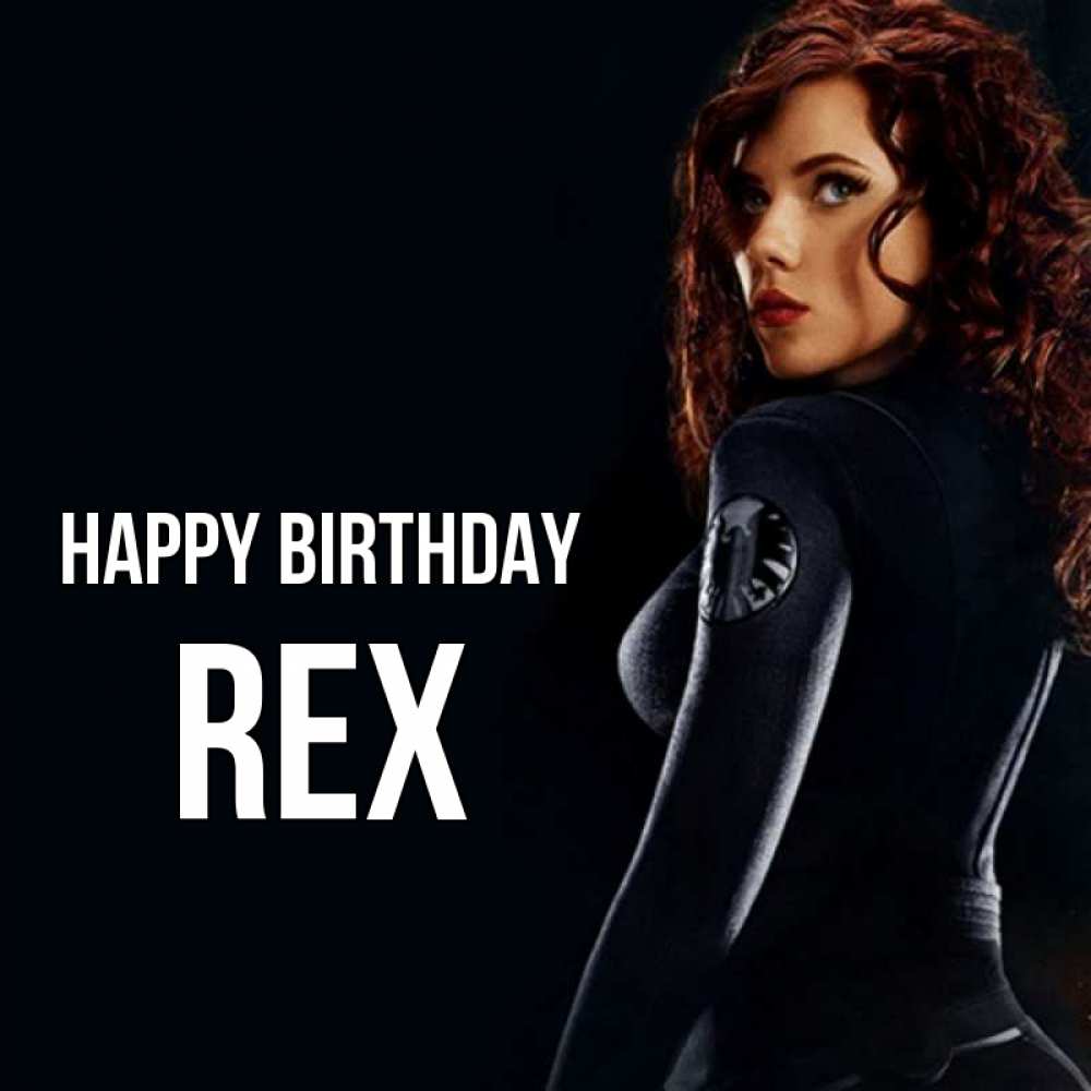 Greetings card с именем, Rex Happy Birthday Марвел черная вдова Greetings with text for free download 
