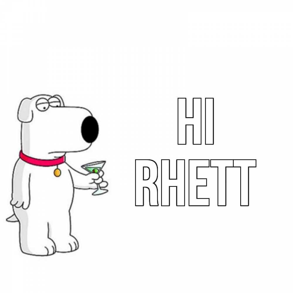 Greetings card с именем, Rhett Hi собака и коктейль Greetings with text for free download 