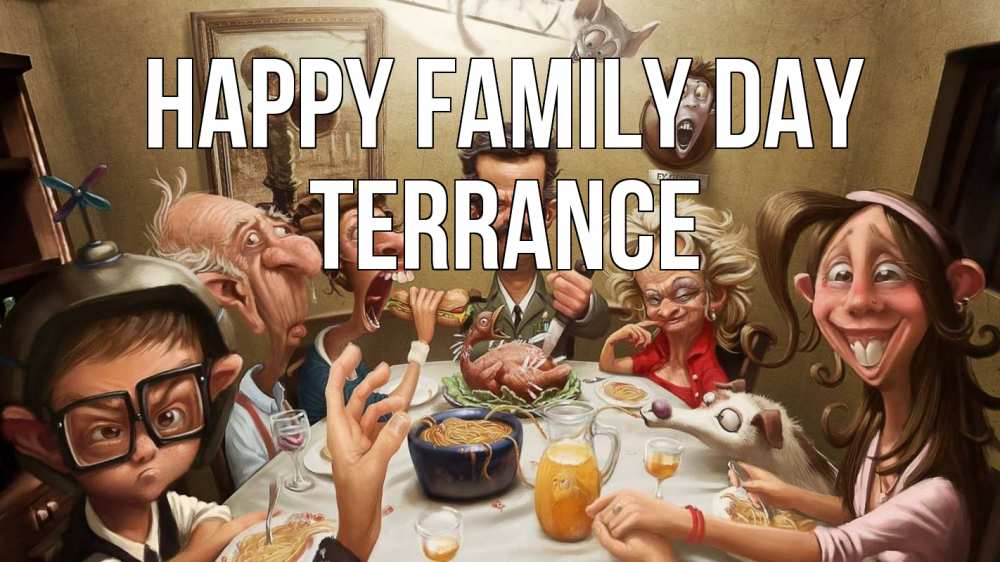 Greetings card с именем, Terrance happy family day с днем семьи Greetings with text for free download 