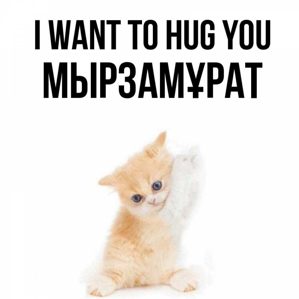 Greetings card с именем, Мырзамұрат I want to hug you я хочу очень скорее обнимаешек Greetings with text for free download 