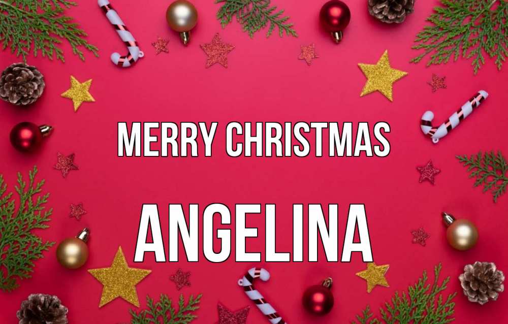 Greetings card с именем, Angelina Merry Christmas с рождеством Greetings with text for free download 