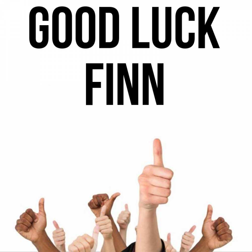 Greetings card с именем, Finn Good luck молодцом Greetings with text for free download 