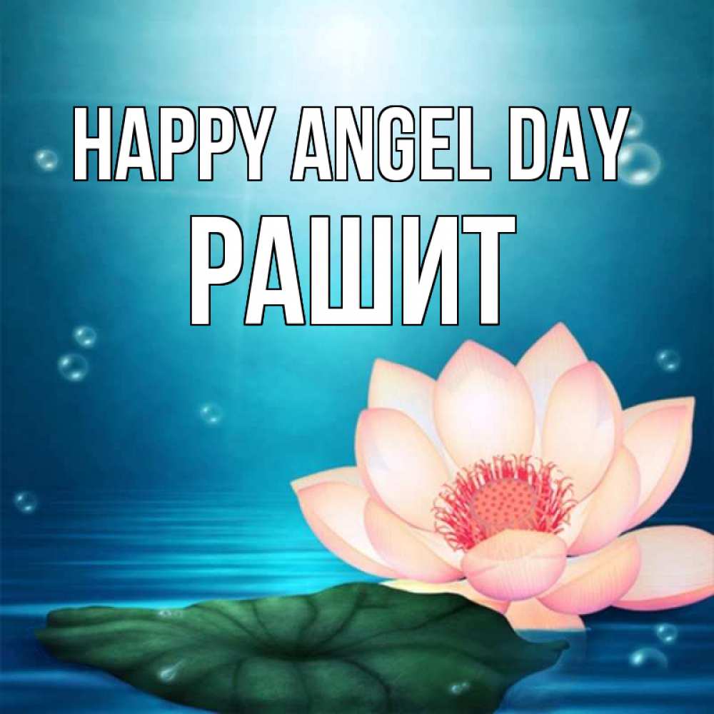 Greetings card с именем, РАШИТ happy angel day кувшинка Greetings with text for free download 