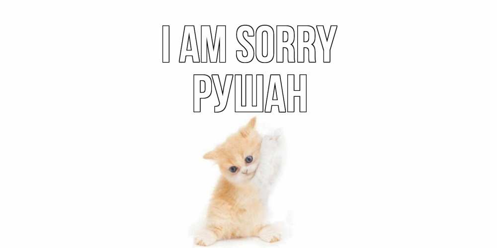 Greetings card с именем, Рушан I am sorry кот Greetings with text for free download 