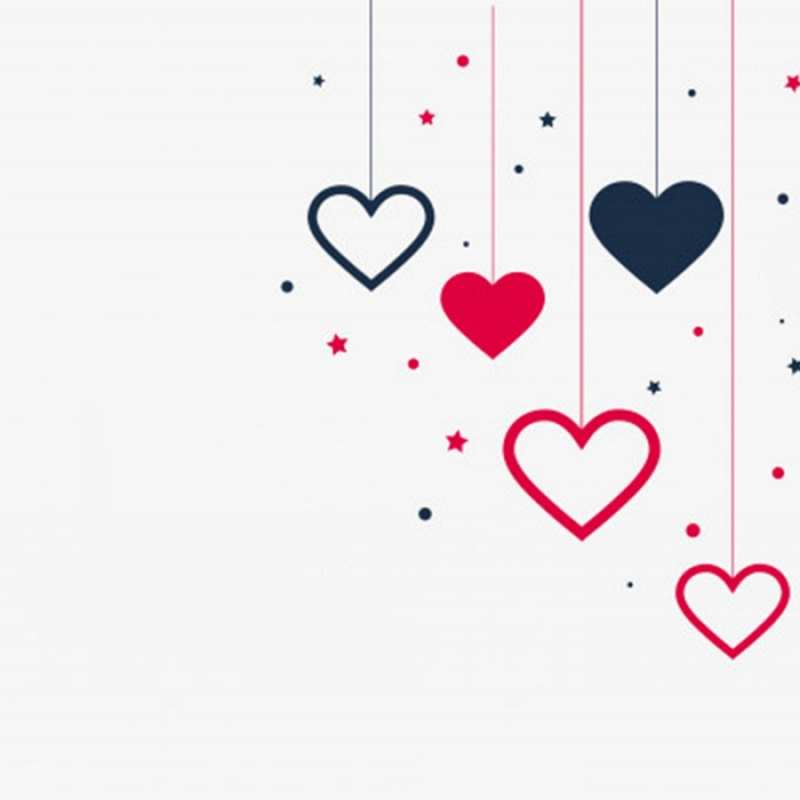 Открытка сердечки на ниточках  красное и черное  Good luck 