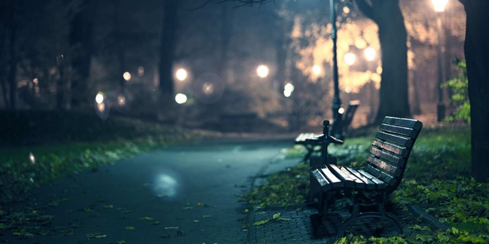 Открытка ночная улица с лавочкой открытка для пожелания сладких снов Good night 