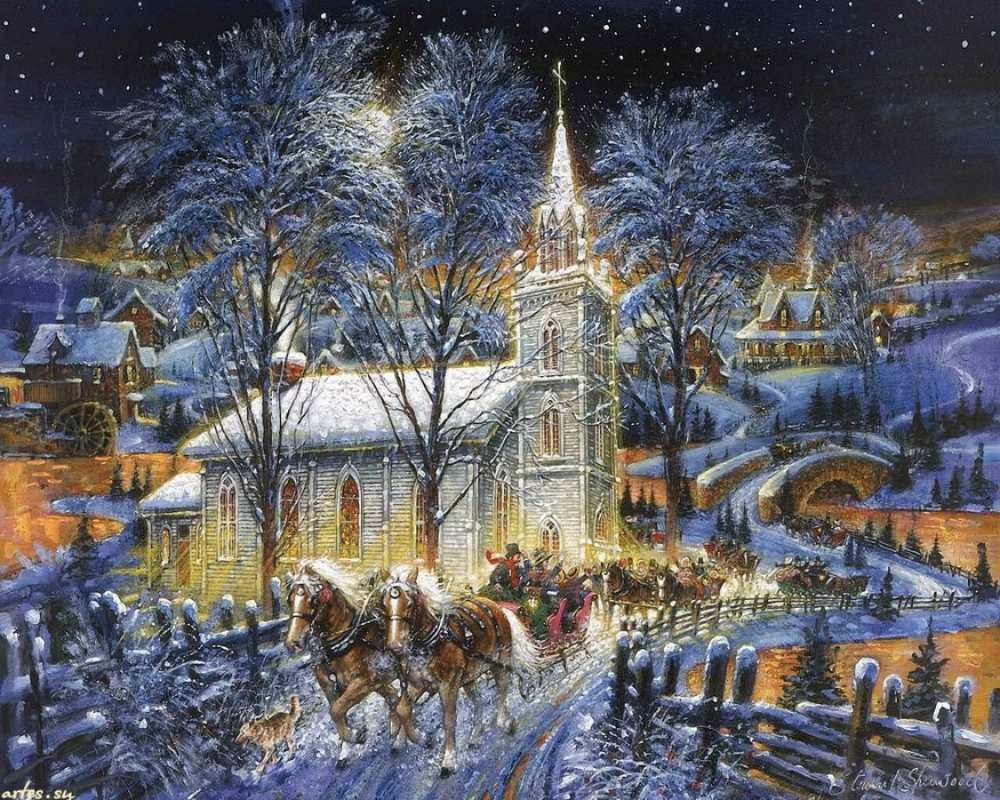 Открытка праздник к нам приходит новый год кони бегут  упряжка лошадей, лошади, новый год  Happy New Year 