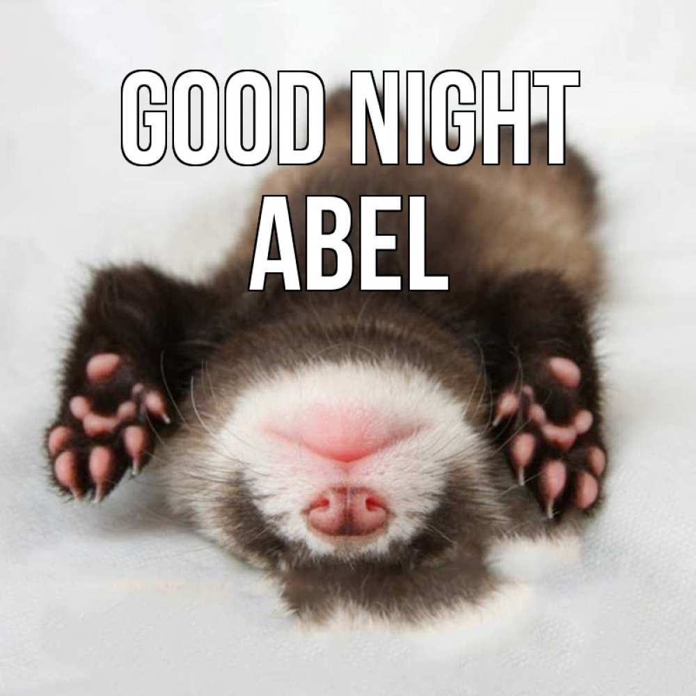 Greetings card с именем, Abel Good night зверек Greetings with text for free download 