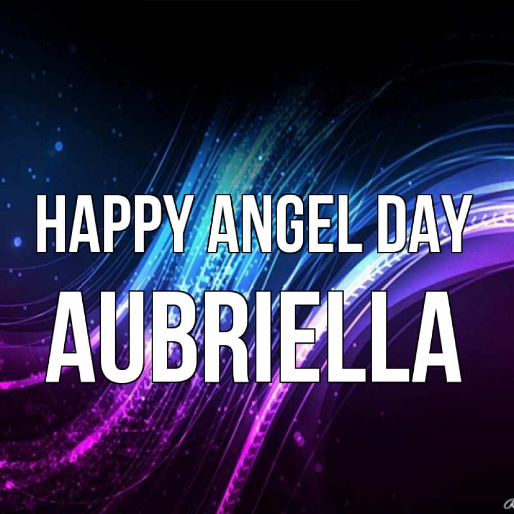Greetings card с именем, Aubriella happy angel day фиолетовый фон Greetings with text for free download 