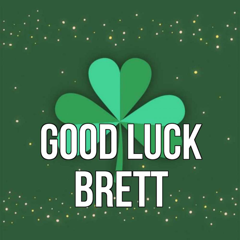 Greetings card с именем, Brett Good luck лист клевера Greetings with text for free download 