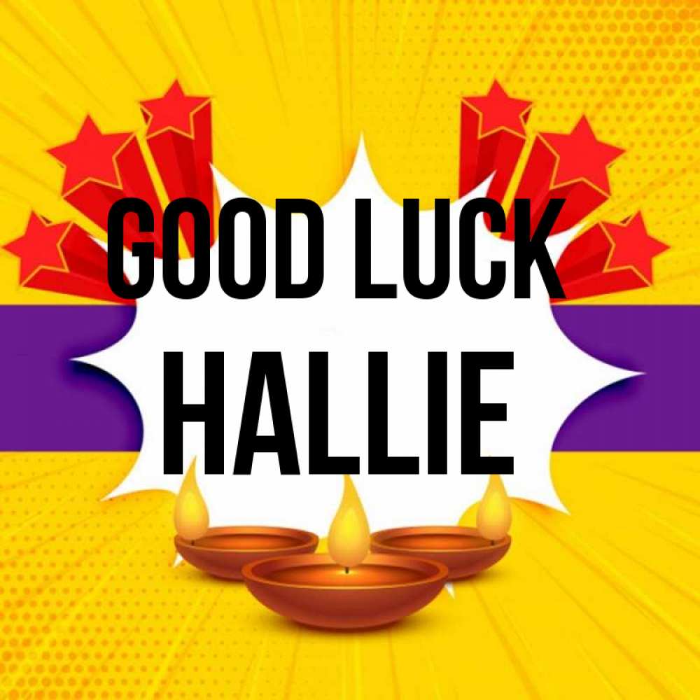 Greetings card с именем, Hallie Good luck векторное изображение Greetings with text for free download 