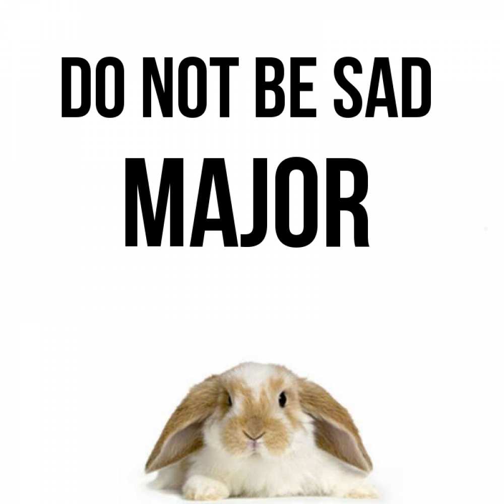 Greetings card с именем, Major Do not be sad коричнево белый заяц с большими ушками Greetings with text for free download 