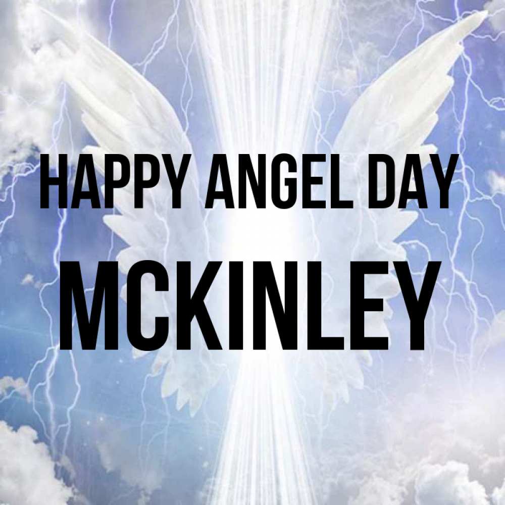 Greetings card с именем, Mckinley happy angel day молнии на небе и свет Greetings with text for free download 