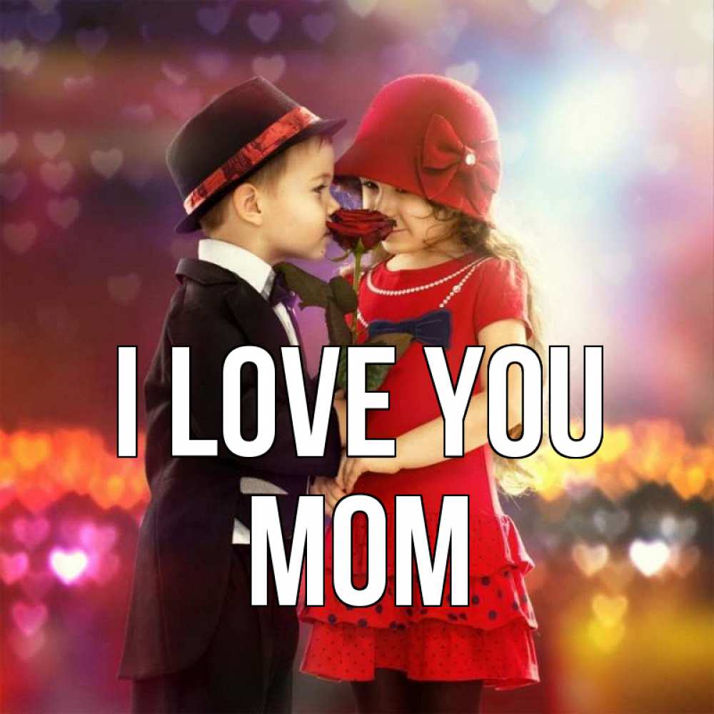 Greetings card с именем, mom I love you черное и красное и роза Greetings with text for free download 