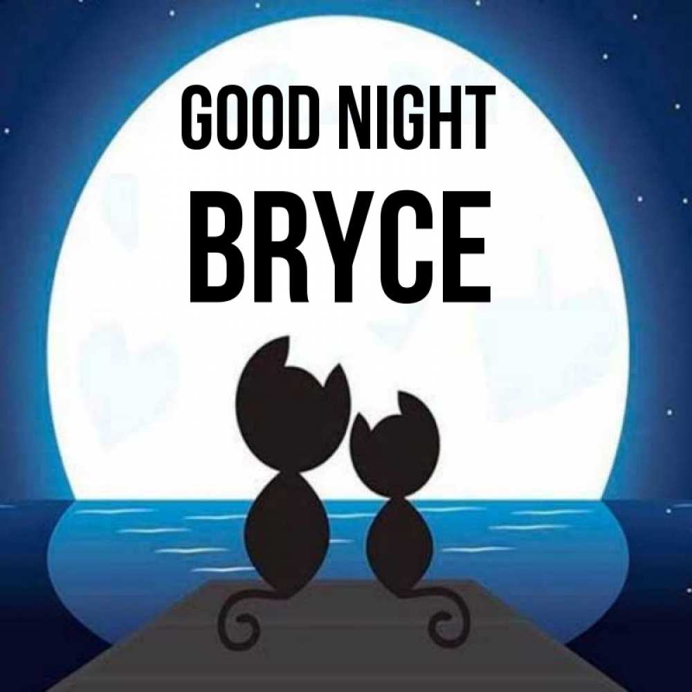 Greetings card с именем, Bryce Good night луна море мост Greetings with text for free download 
