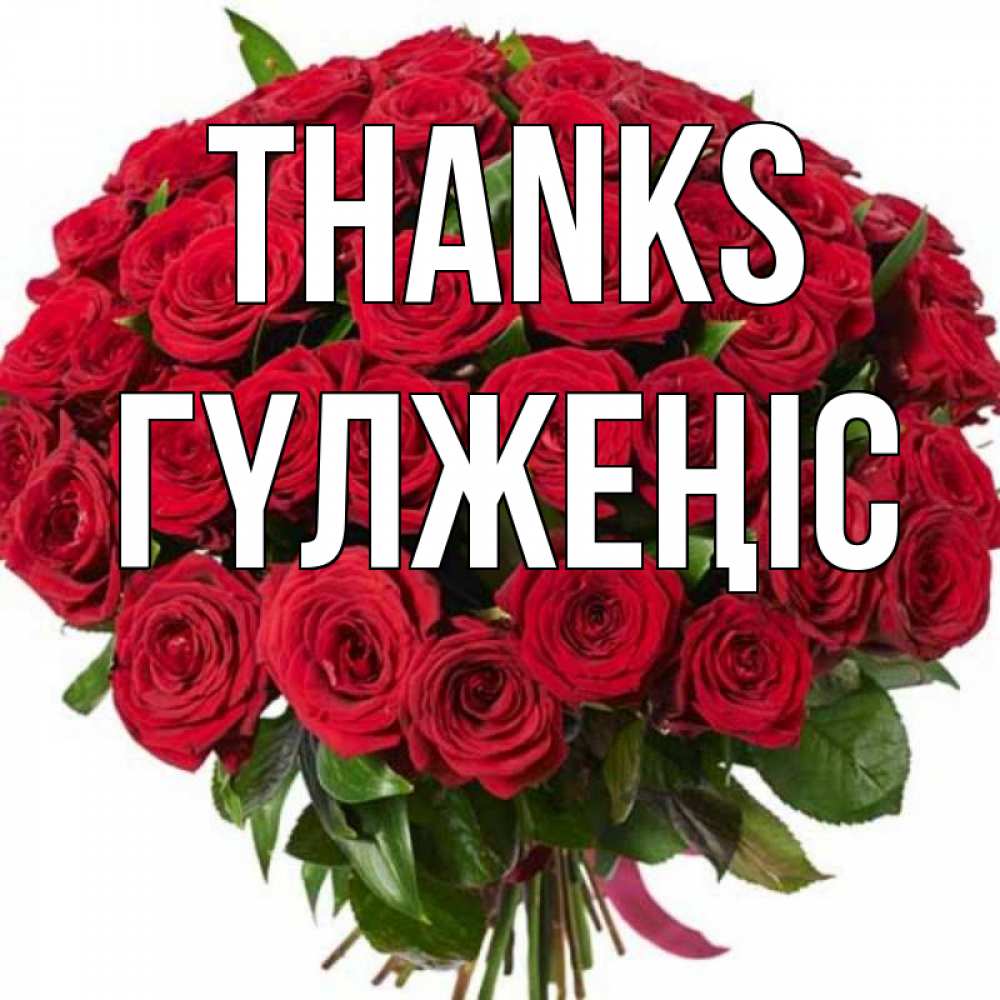 Greetings card с именем, ГҮЛЖЕҢІС Thanks букет красных роз Greetings with text for free download 