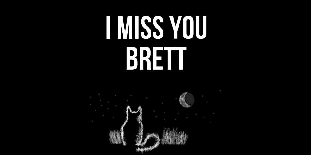Greetings card с именем, Brett I miss you кот Greetings with text for free download 