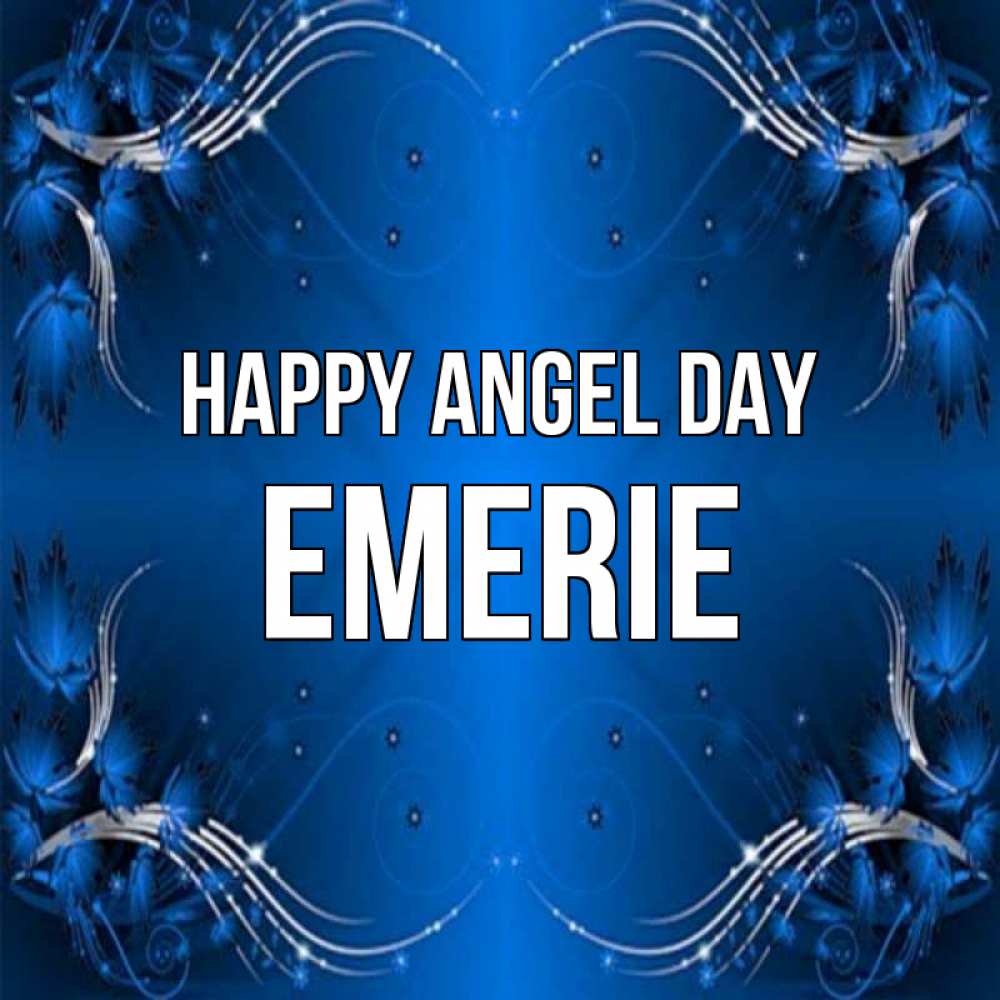 Greetings card с именем, Emerie happy angel day красивая рамочка с узорами Greetings with text for free download 