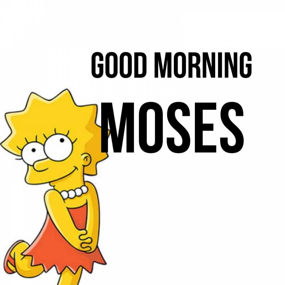Greetings card с именем, Moses Good morning в платье и ожерелье Greetings with text for free download 