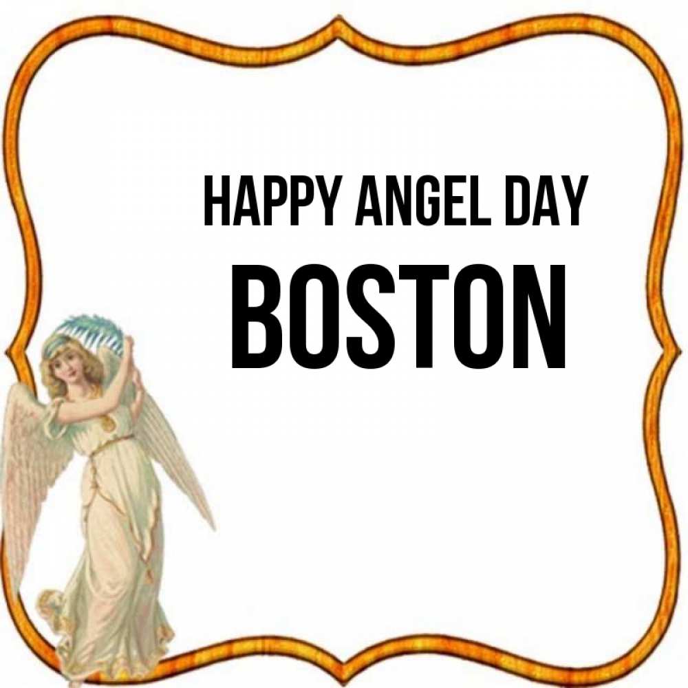 Greetings card с именем, Boston happy angel day рамочка простая Greetings with text for free download 