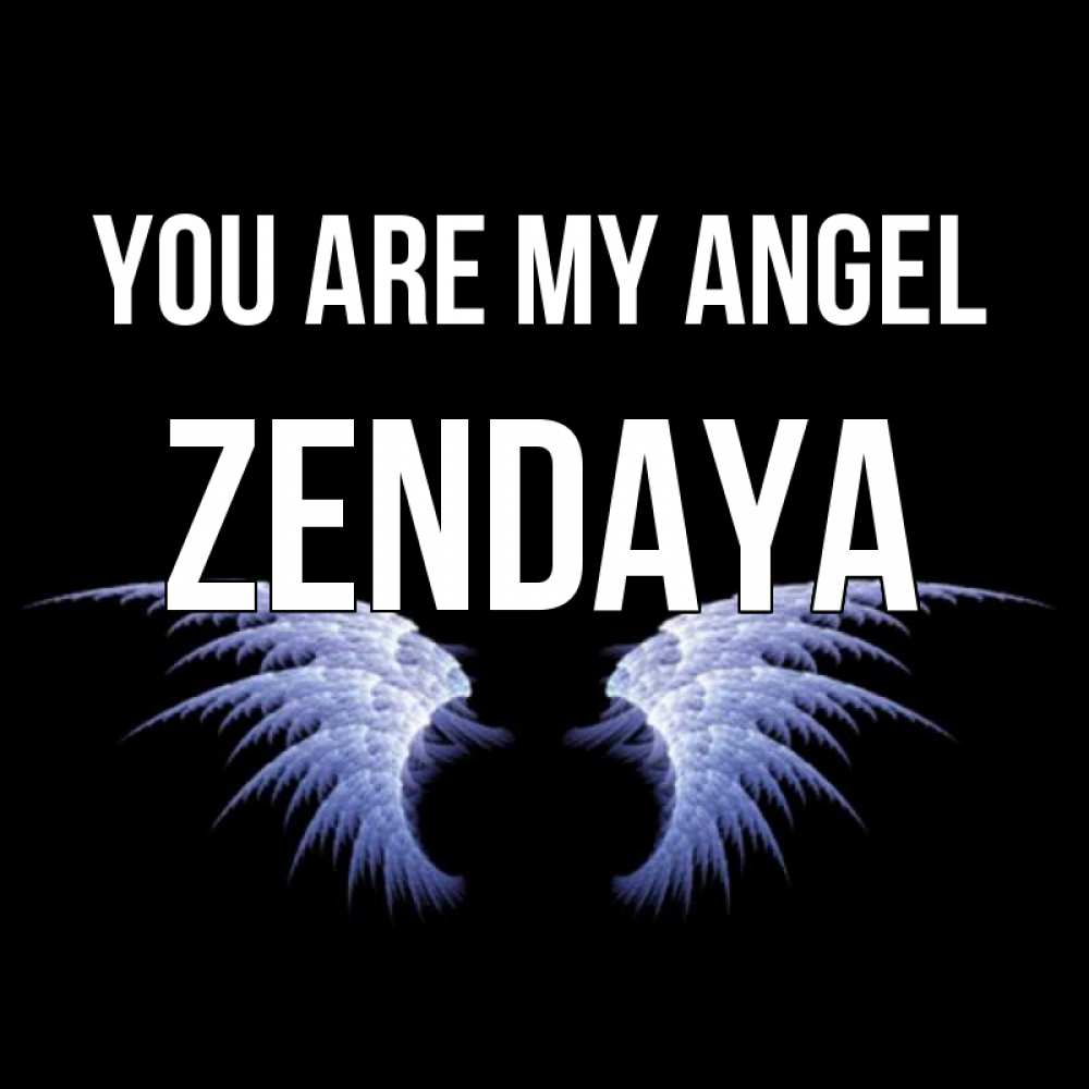 Greetings card с именем, Zendaya You are my angel ангельские крылья на черном фоне Greetings with text for free download 